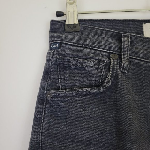 COH Charlotte High Rise Distressed Straight Cropped Destroyed Gray Jean - Picture 5 of 14